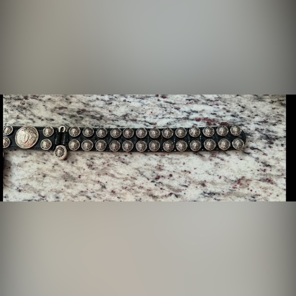 1980s Medusa Head Black leather and Silver VERSACE VIBES - Picture 7 of 7